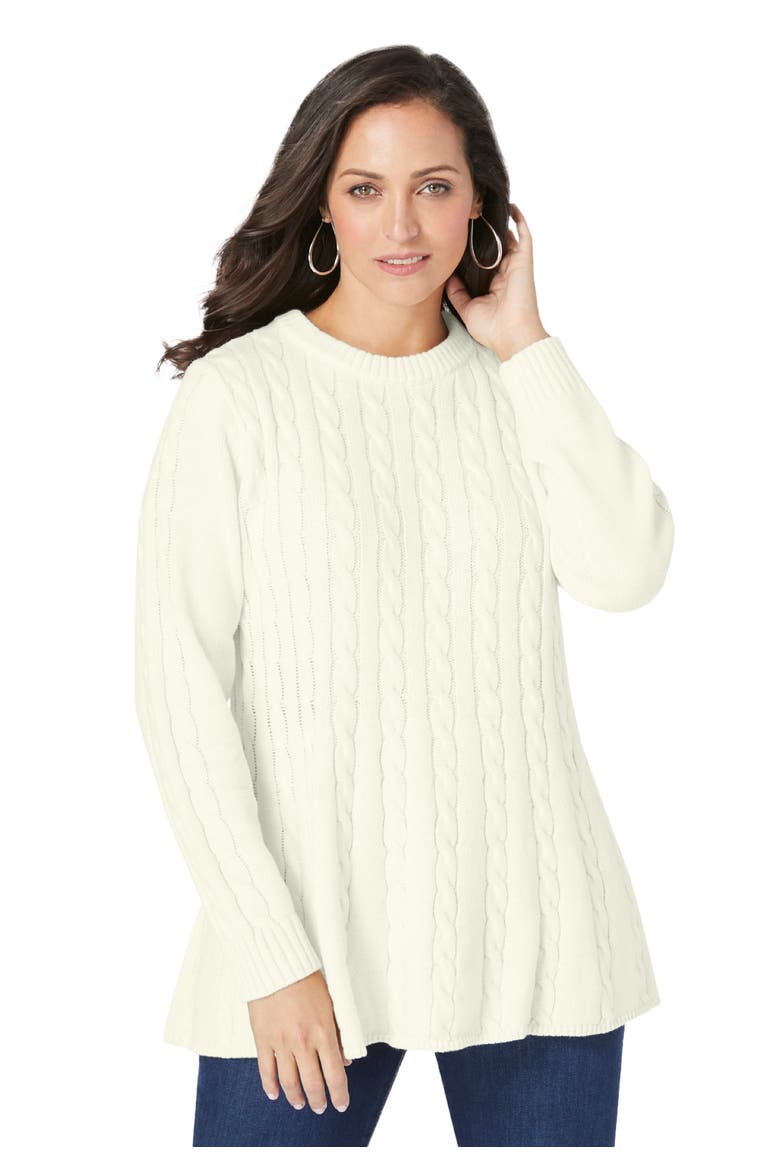 Cable Peplum (plus), Main, color, IVORY