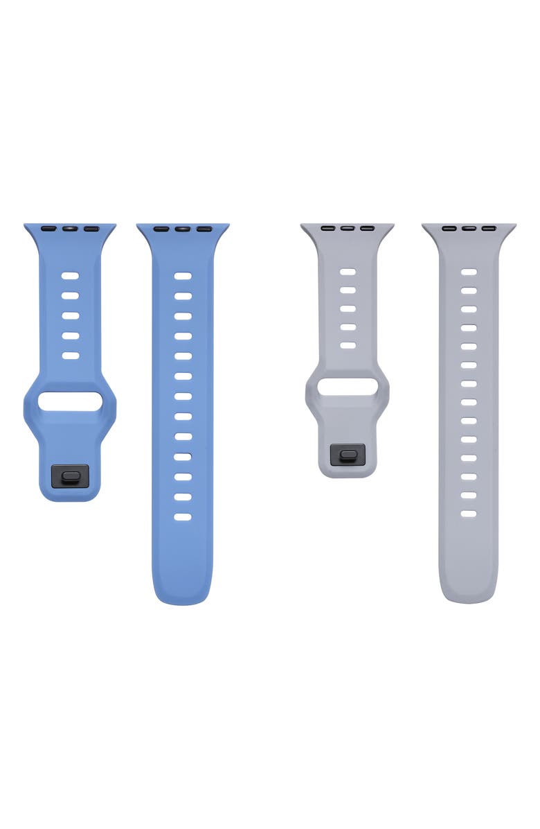 Posh Tech 2-Pack Silicone Watch Bands, Main, color, Blue/ Grey