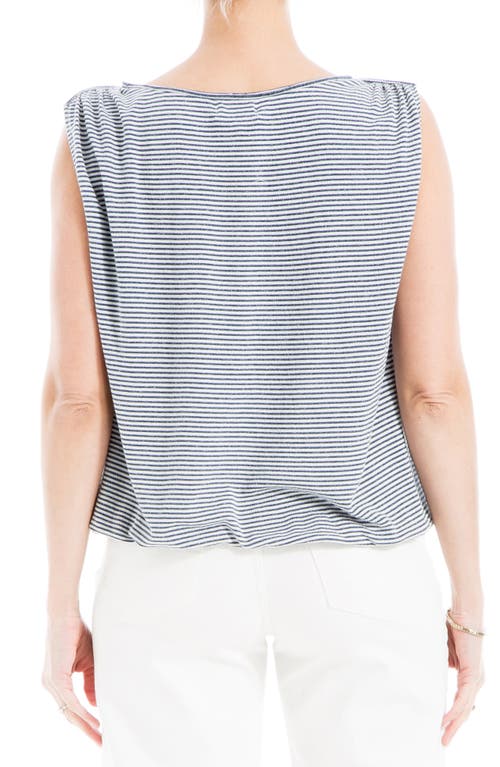 Max Studio Stripe Cinched Shoulder Tank Top In Brown