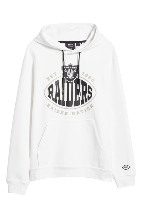 Shop Hugo Boss Boss X Nfl Touchback Graphic Hoodie In Las Vegas Raiders White