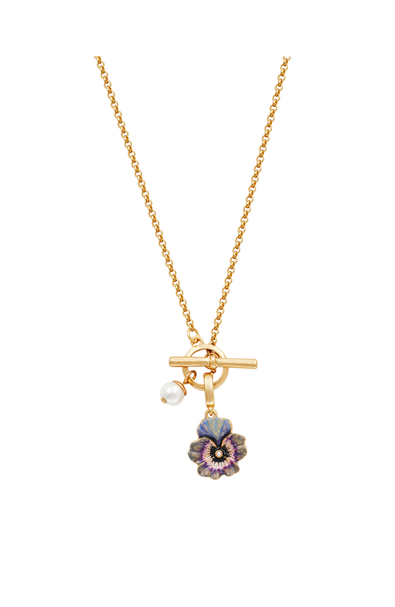 Fable England Pansy & Pearl Toggle Necklace, Main, color, Silver