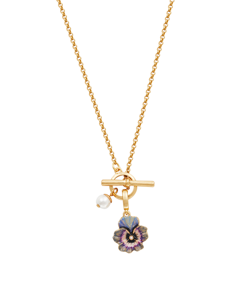 Pansy & Pearl Toggle Necklace