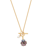 Fable England Pansy & Pearl Toggle Necklace