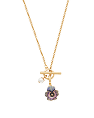 Fable England Pansy & Pearl Toggle Necklace
