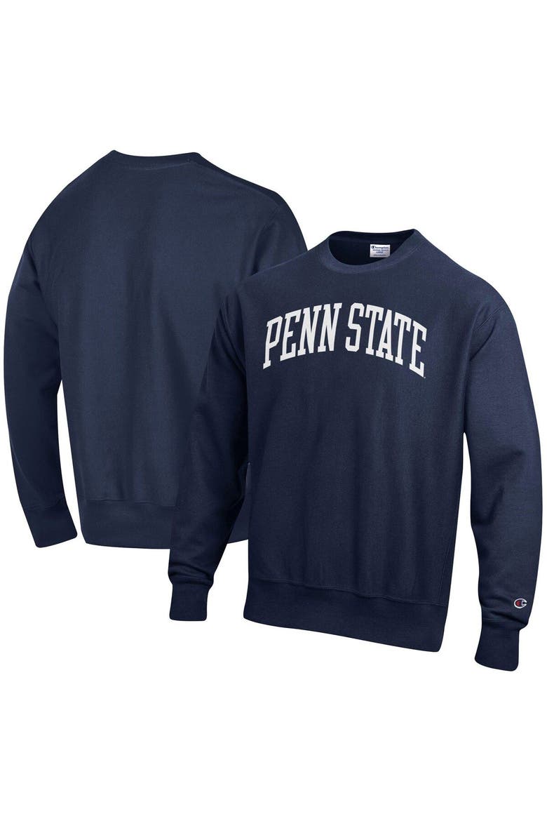 Men's Champion Navy Penn State Nittany Lions Arch Reverse Weave Pullover Sweatshirt, Main, color, Navy