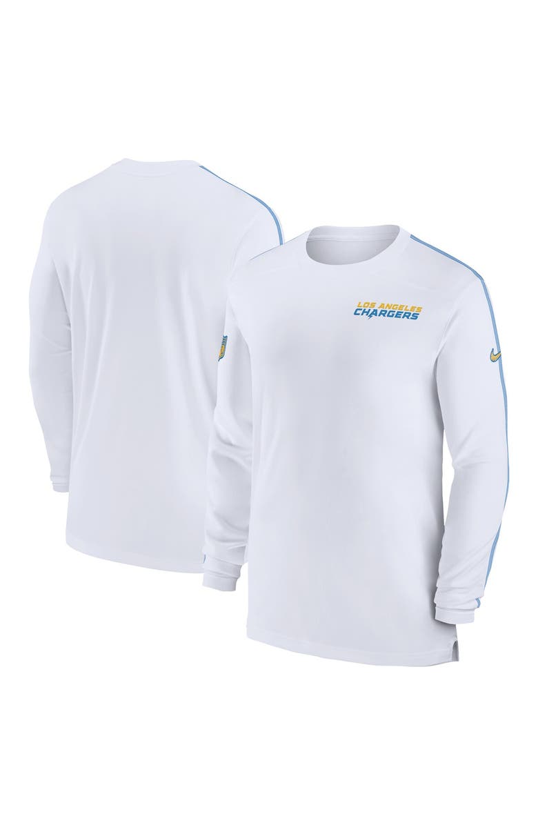 Nike Men's Nike White Los Angeles Chargers Sideline Coach UV Performance Long Sleeve T-Shirt, Main, color, White