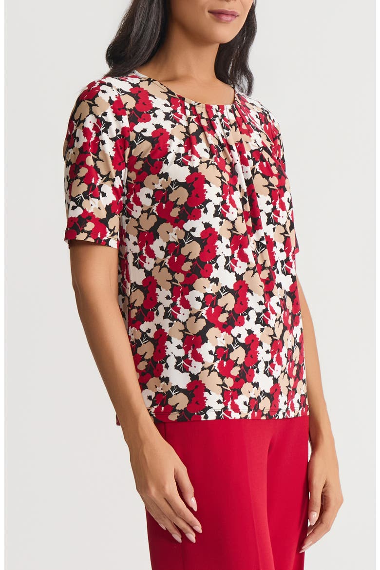 Pleat Neck Top, Alternate, color, RED/ BLACK MULTI