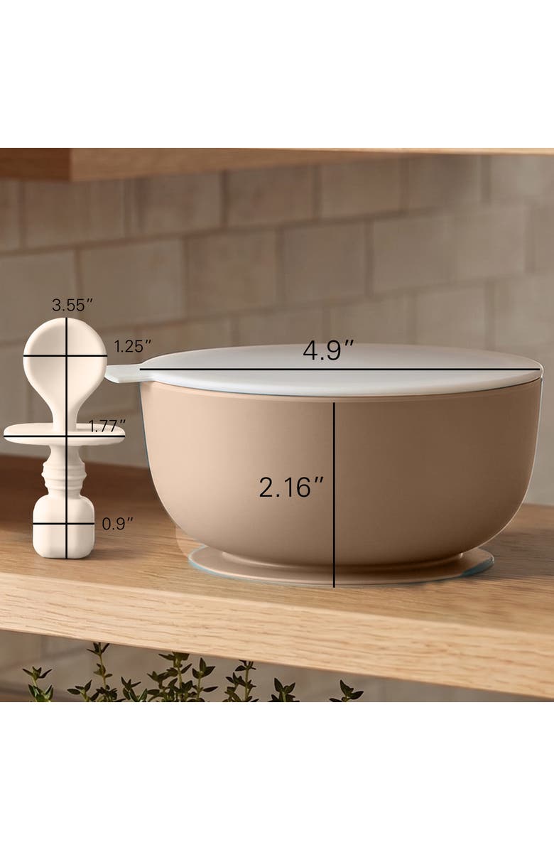 Sperric Silicone Baby Feeding Set with Suction Bowls & Spoons, 4-Piece, Alternate, color, Pastel Tan