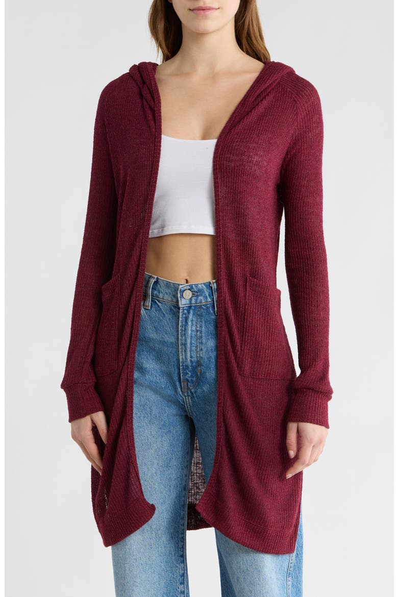 Hooded Sweater Cardigan, Main, color, CHILLI OIL