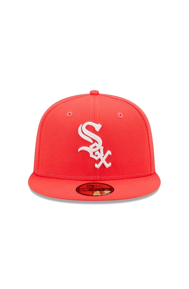 New Era Men's New Era Red Chicago White Sox Lava Highlighter Logo 59FIFTY Fitted Hat, Alternate, color, Red