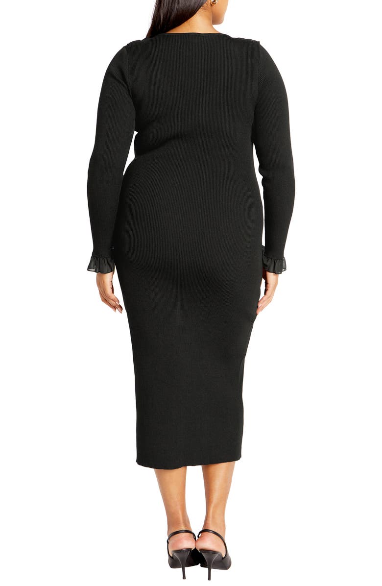 City Chic Auralie Ruffle Long Sleeve Dress, Alternate, color,