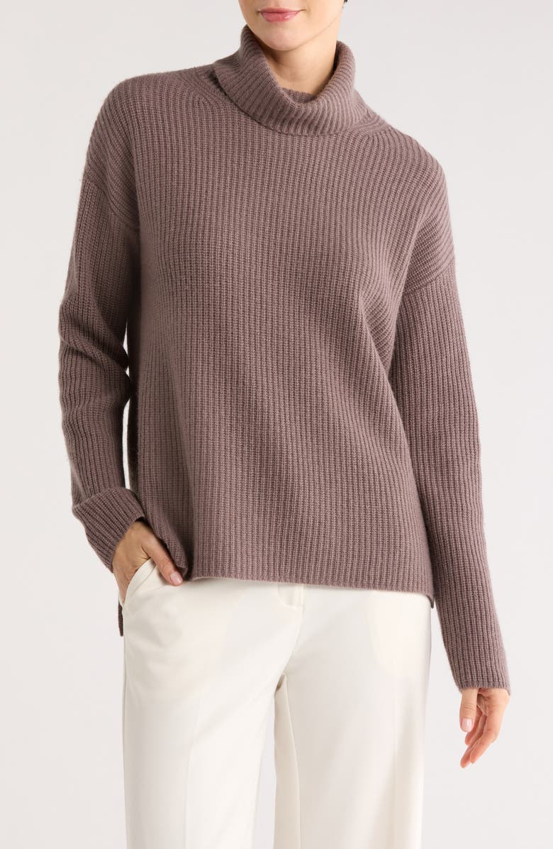 Nordstrom Wool & Cashmere Turtleneck Sweater, Main, color, Grey Plum