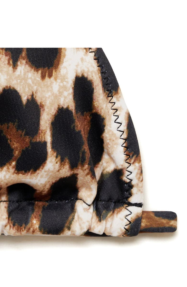 MANGO Leopard Print Triangle Bikini Top, Alternate, color, Brown