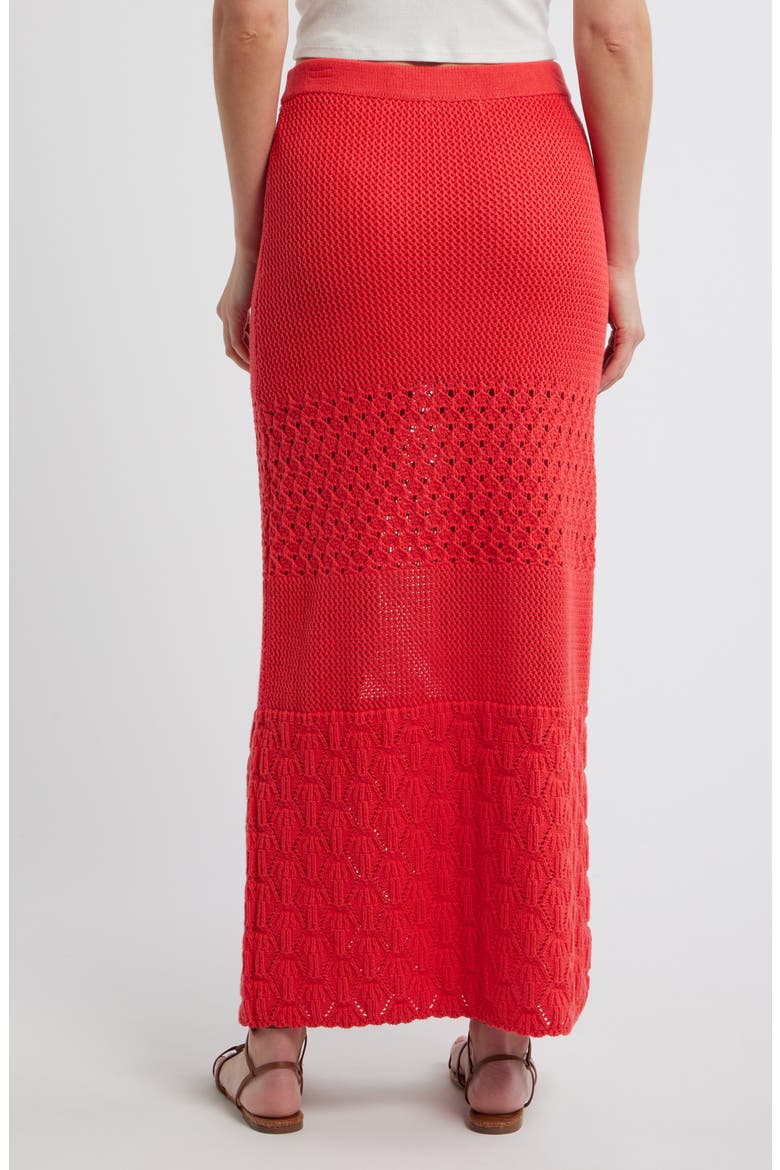 Amada Midi Cotton Sweater Knit Skirt, Alternate, color, RED
