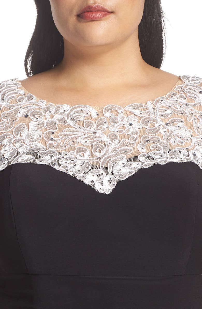 Alex Evenings Embroidered Side Ruched Gown, Alternate, color,