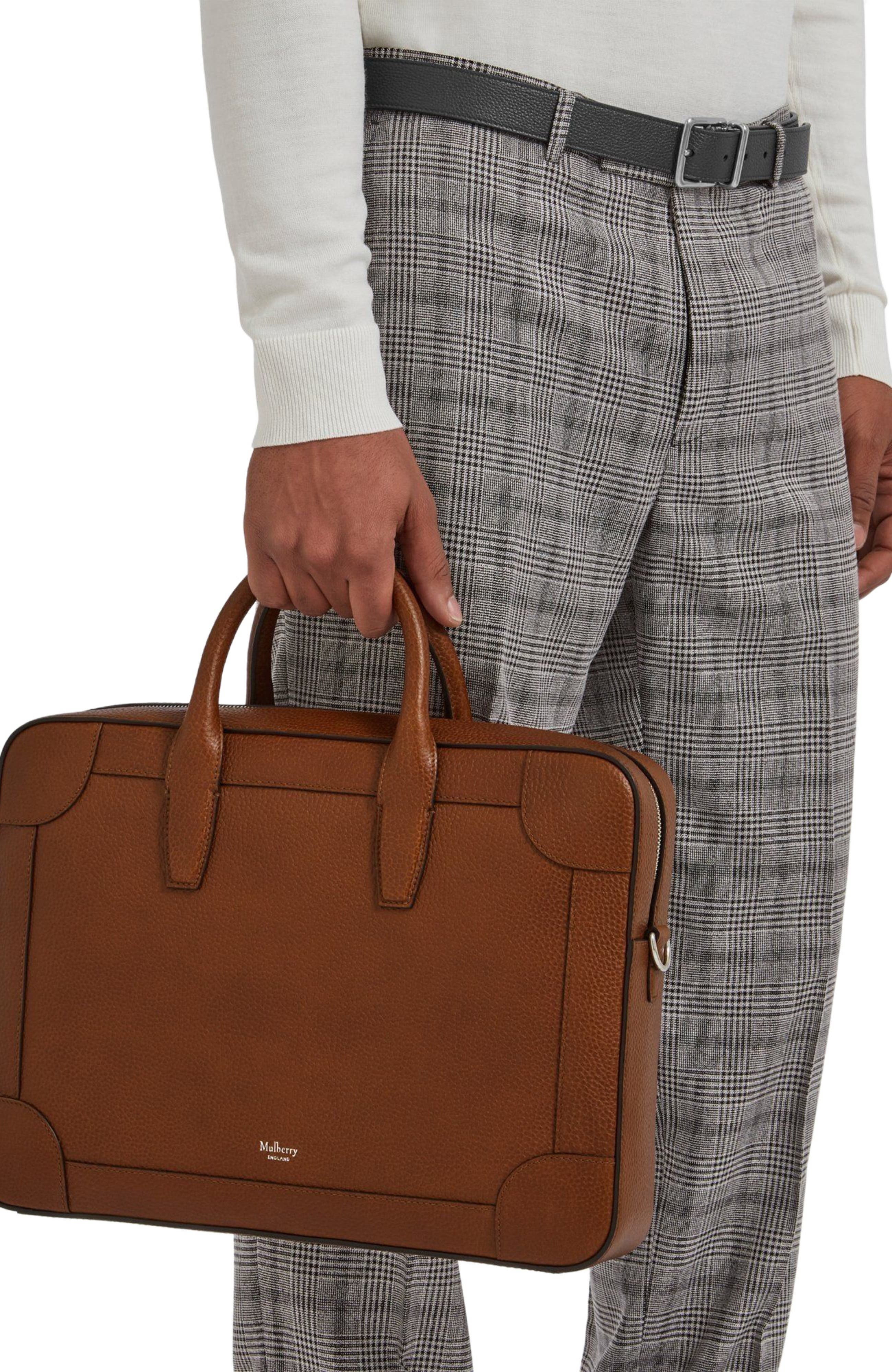 Mulberry Belgrave Leather Briefcase, Alternate, color, Oak