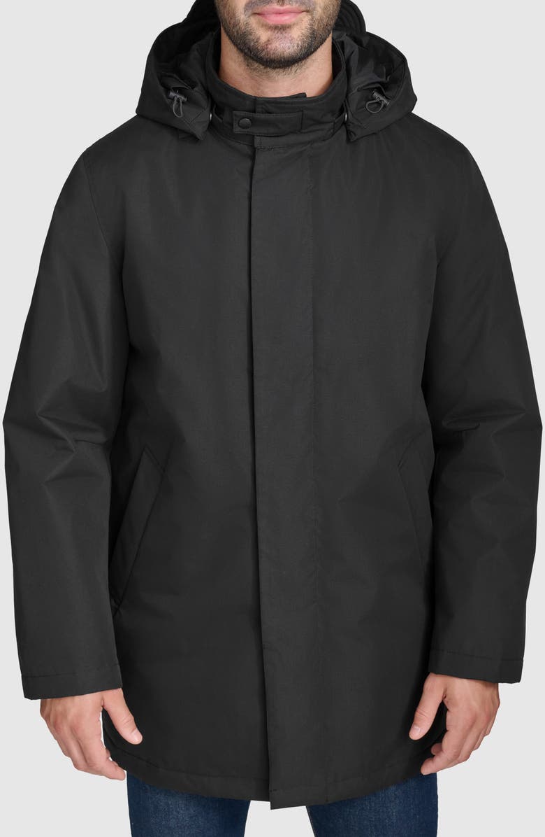 Cole Haan Signature Hooded Raincoat, Main, color, Black