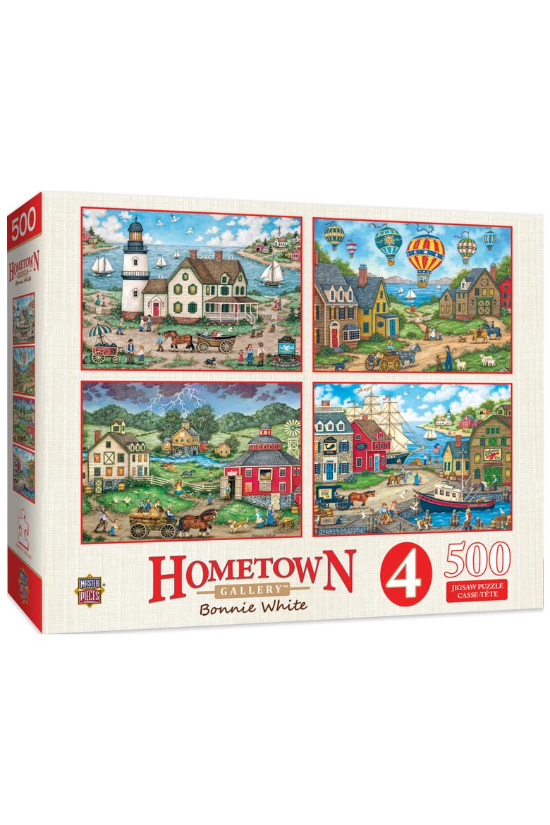 Hometown Gallery 500pc Puzzles 4 Pack, Main, color, Multicolor