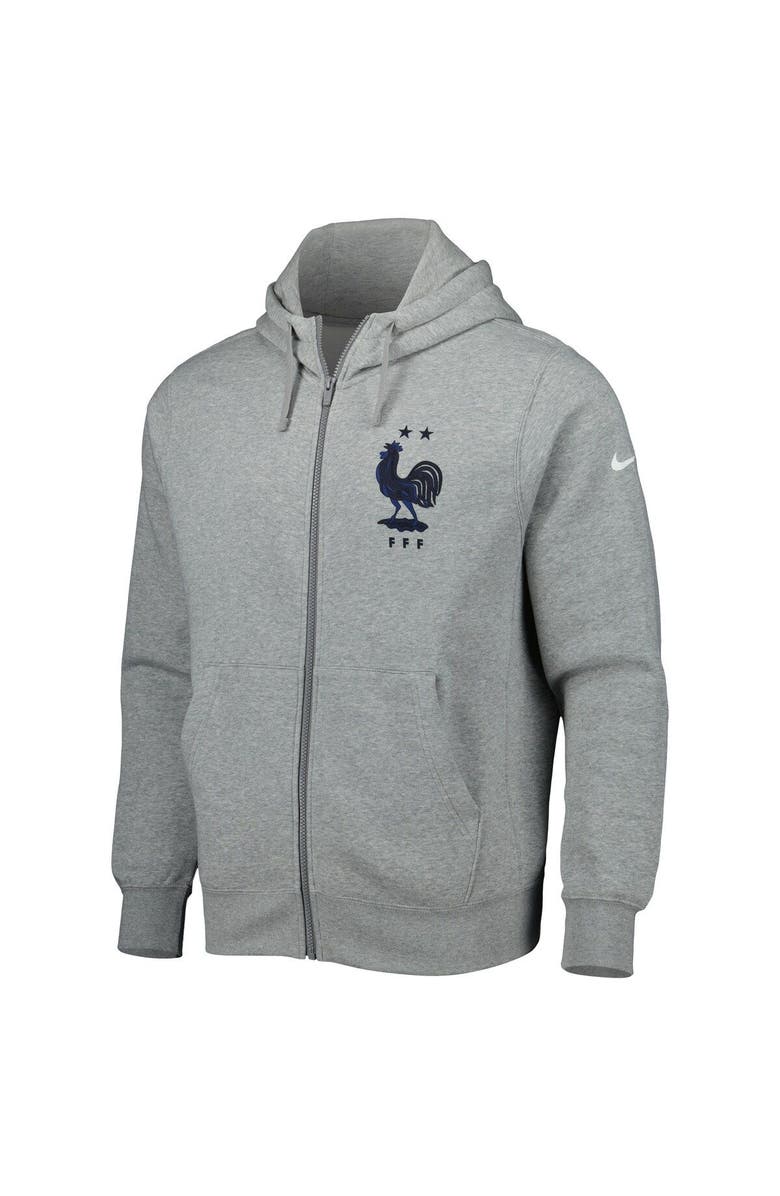 Nike Men's Nike Heather Gray France National Team Club Fleece Full-Zip Hoodie, Alternate, color,