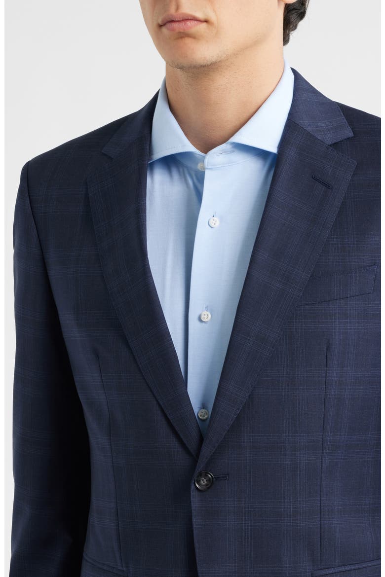 Huge Slim Fit Navy Check Virgin Wool Suit, Alternate, color, DARK BLUE
