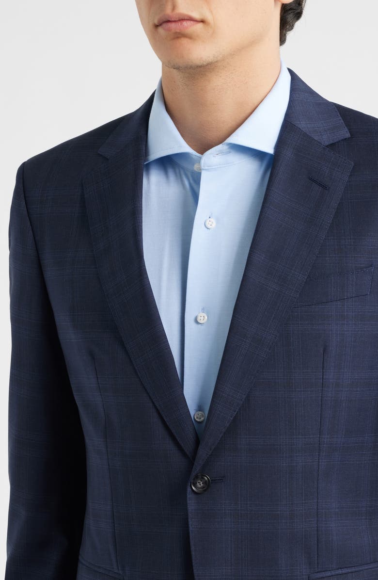 BOSS Huge Slim Fit Navy Check Virgin Wool Suit, Alternate, color, Dark Blue