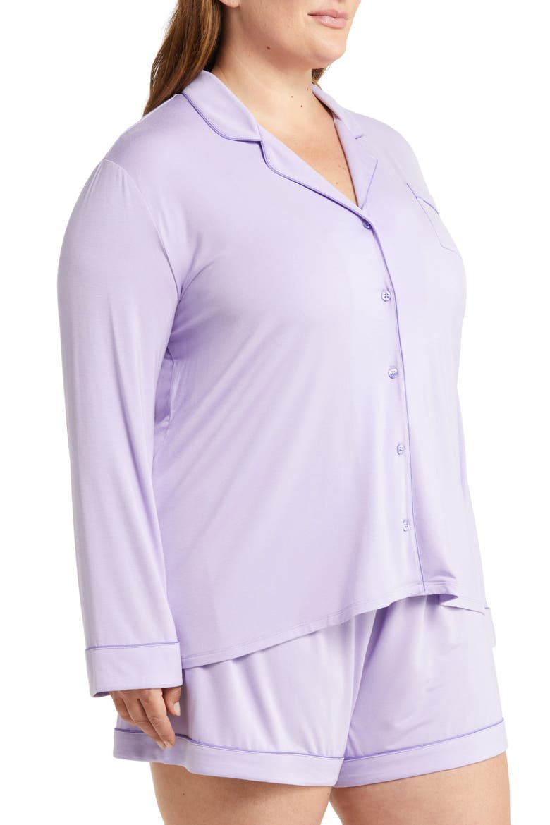 Moonlight Long Sleeve Stretch Modal Short Pajamas, Alternate, color, PURPLE BETTA
