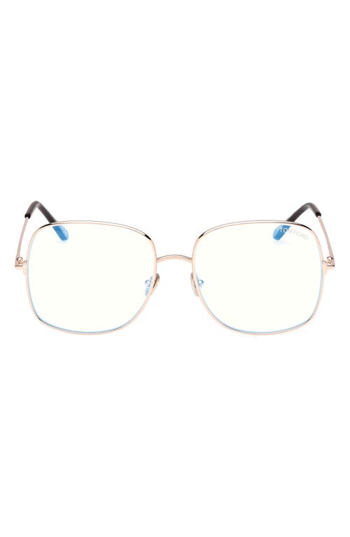 Tom Ford Blue Blocking Metal Cat-eye Glasses In Rose Gold/blue Block