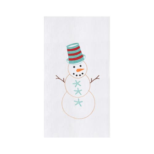 C & F Home C&f Home Coastal Snowman With Blue Starfish Buttons Cotton Flour Sack Kitchen Dish Towel 27l X 18w In White