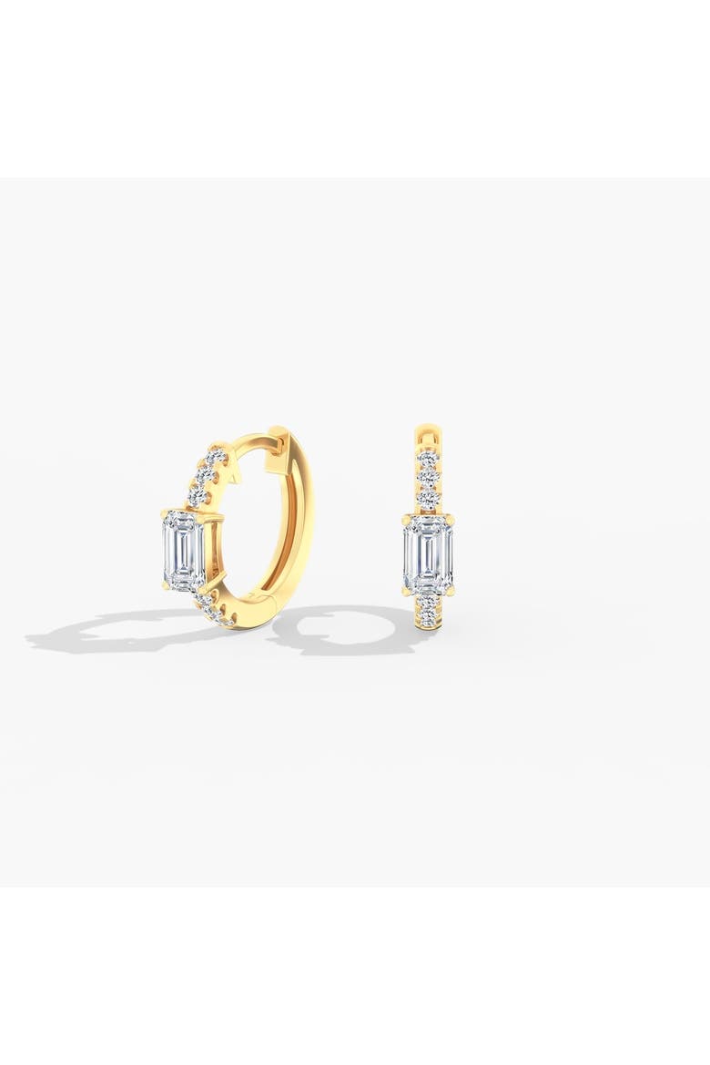 Dainty Emerald Huggie Lab Diamond in 14K Gold, Main, color, Yellow Gold