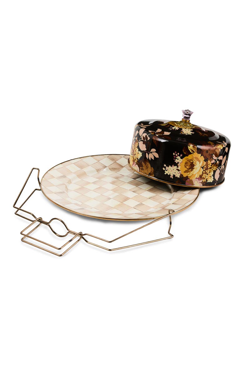 Wild Rose Enameled Steel Cake Carrier, Alternate, color, BROWN