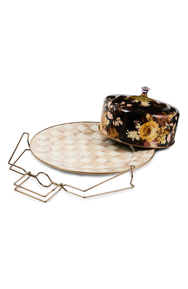 MACKENZIE CHILDS Wild Rose Enameled Steel Cake Carrier, Alternate, color, Brown