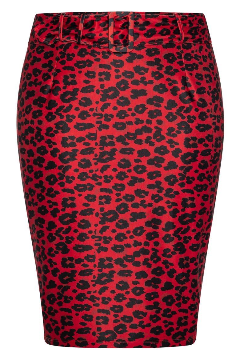 Leopard Print Pencil Skirt, Alternate, color, RED LEOPARD