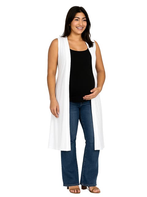 Maternity Sleeveless Long Cardigan with Side Slit