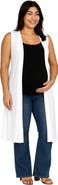 24seven Comfort Apparel Maternity Sleeveless Long Cardigan with Side Slit