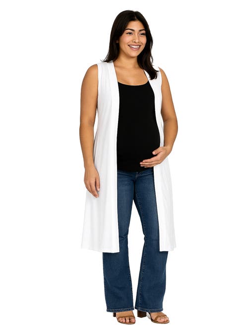 24seven Comfort Apparel Maternity Sleeveless Long Cardigan With Side Slit