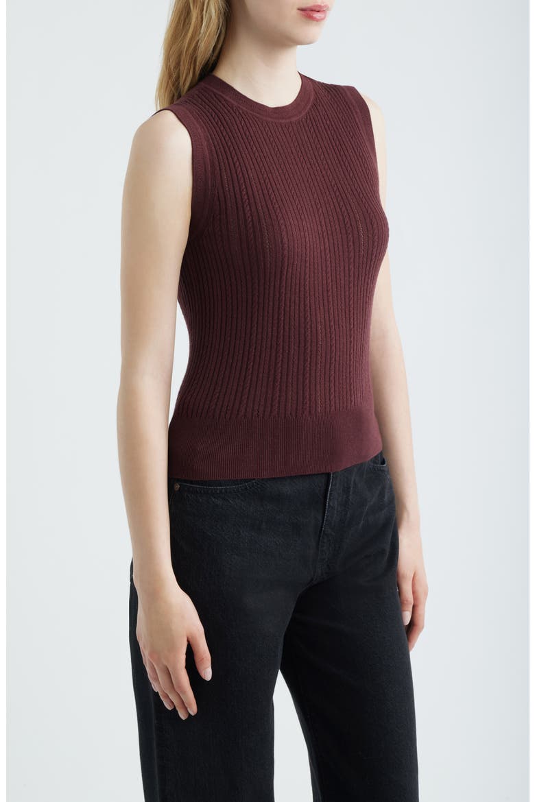 Meara Sleeveless Organic Cotton & Silk Blend Knit Top, Alternate, color, OXBLOOD