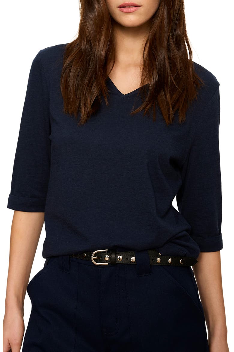Dolce Notch Neck Top, Alternate, color, NAVY BLUE