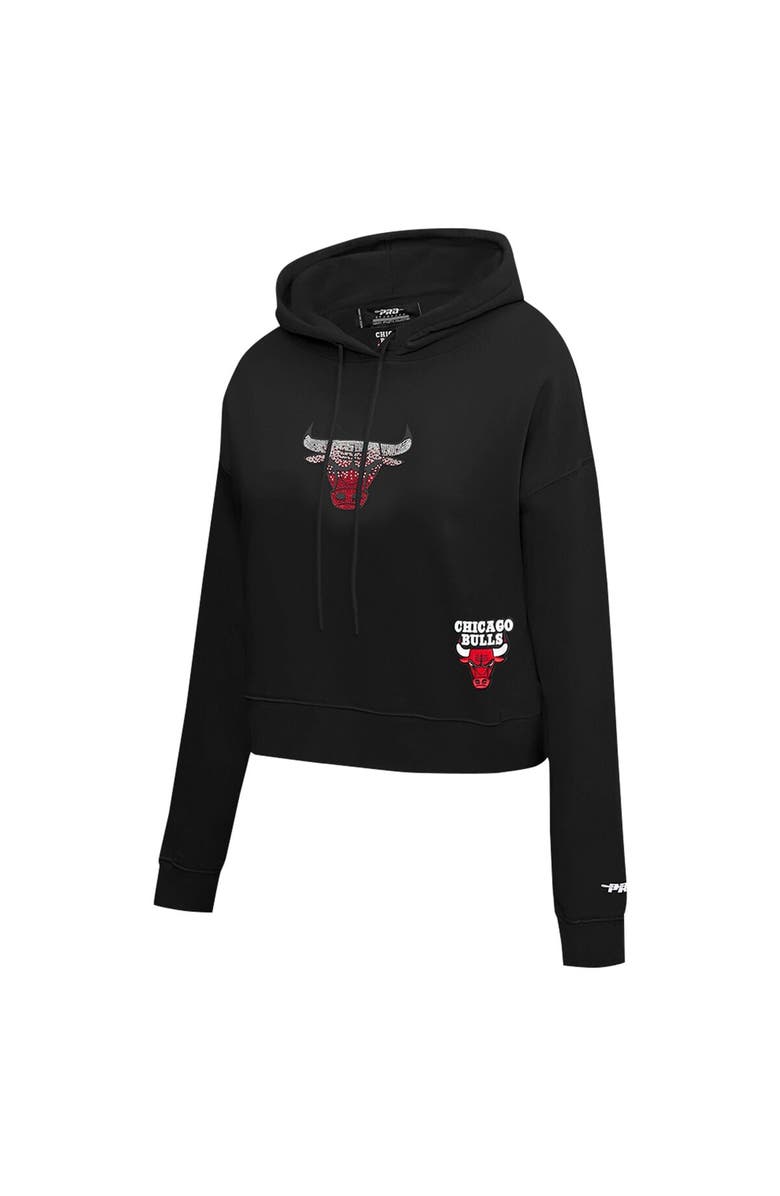 PRO STANDARD Women's Pro Standard Black Chicago Bulls Jewels Cropped Pullover Hoodie, Alternate, color, Black
