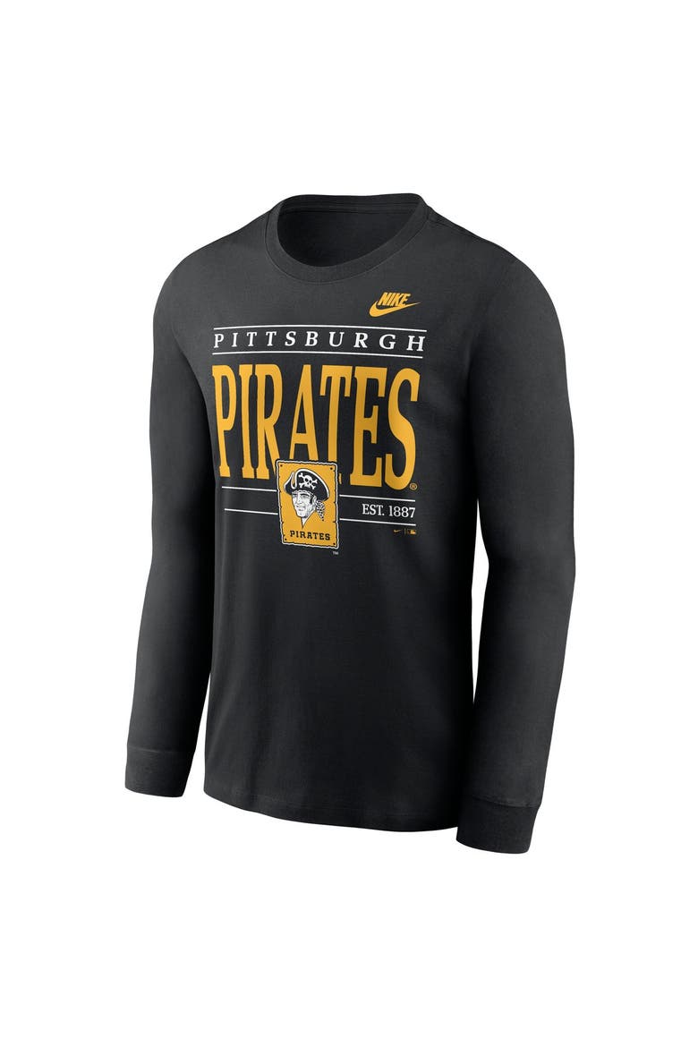 Men's Nike Black Pittsburgh Pirates Cooperstown Graphic Long Sleeve T-Shirt, Alternate, color, Black