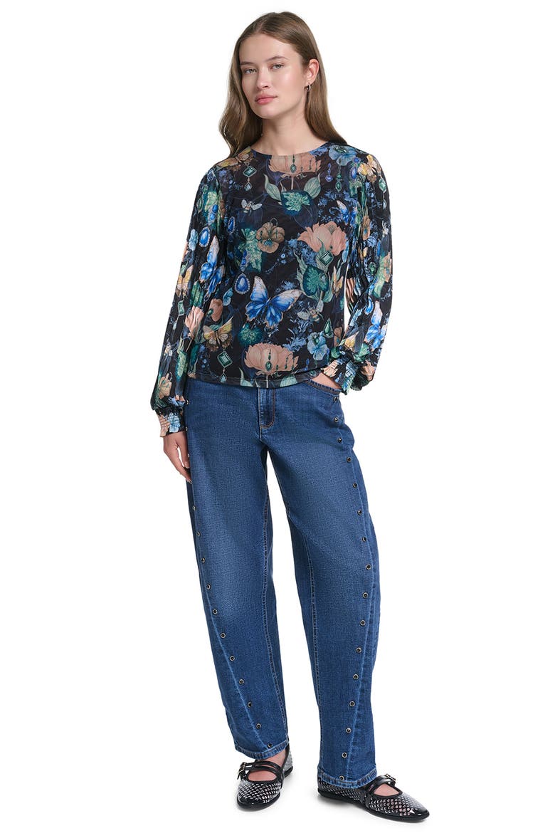 Floral Long Sleeve Knit Top, Alternate, color, BLACK MULTI