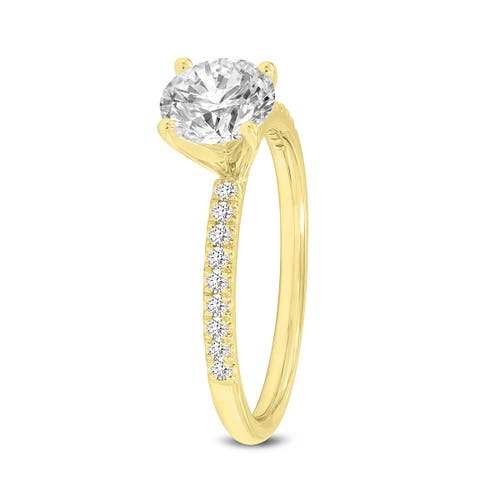 Luvmyjewelry Certified Round Shape Lab Grown Diamond (1.20 Ctw) Ring In 14k Yellow Gold