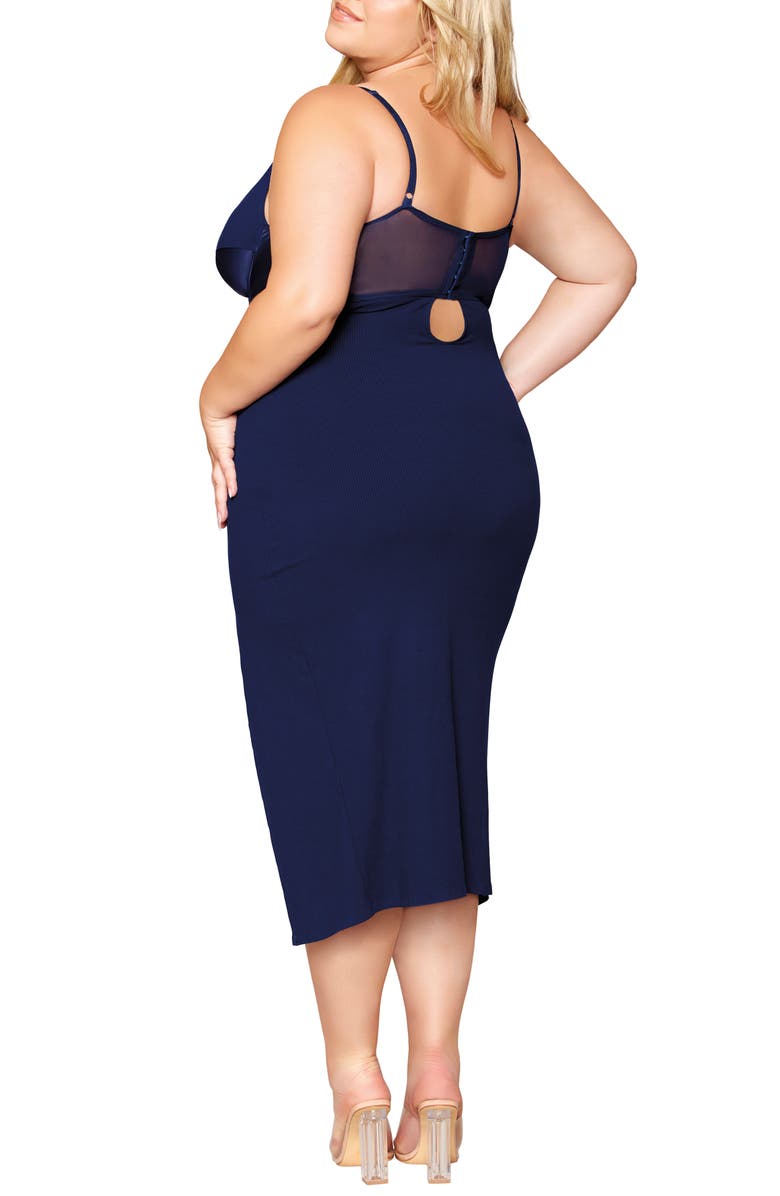 Dreamgirl Mixed Media Underwire Midi Nightgown, Alternate, color, 