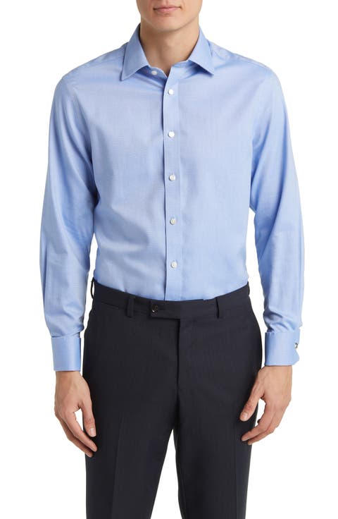 Non-Iron Royal Oxford Slim Fit Shirt Double Cuff