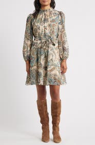 Julia Jordan Long Sleeve Babydoll Dress