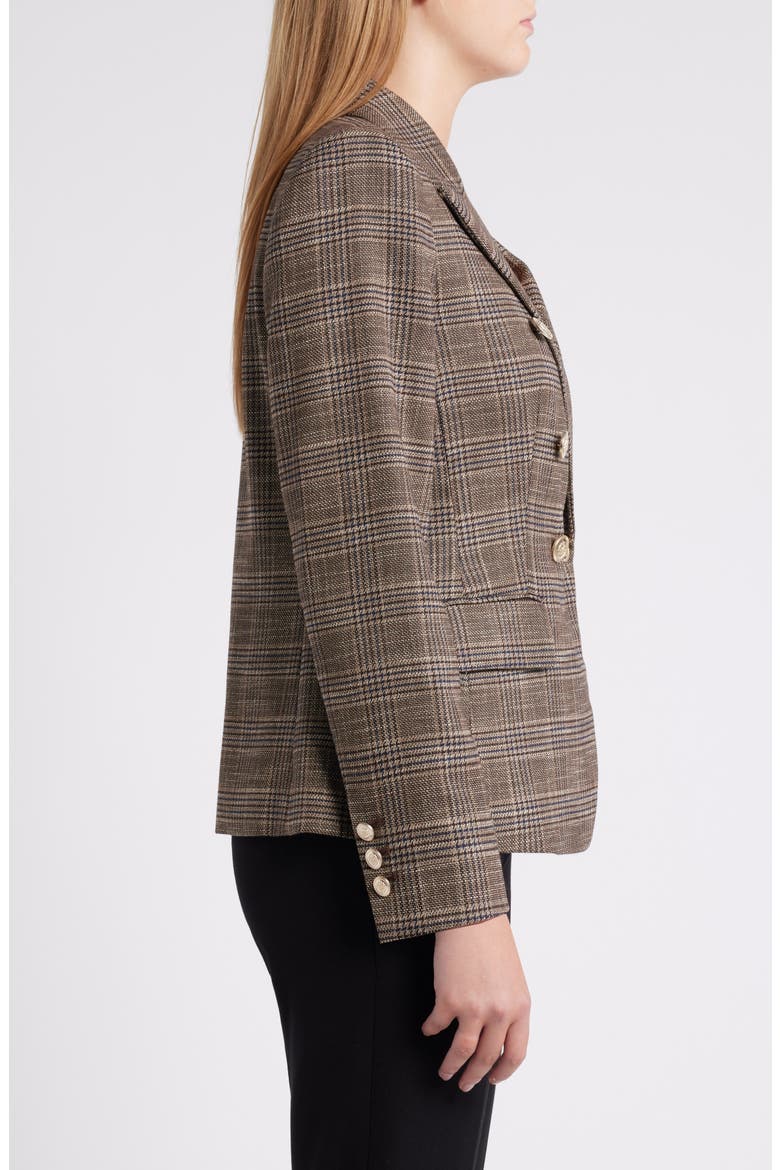 Plaid Double Breasted Blazer, Alternate, color, ESPRESSO IVORY