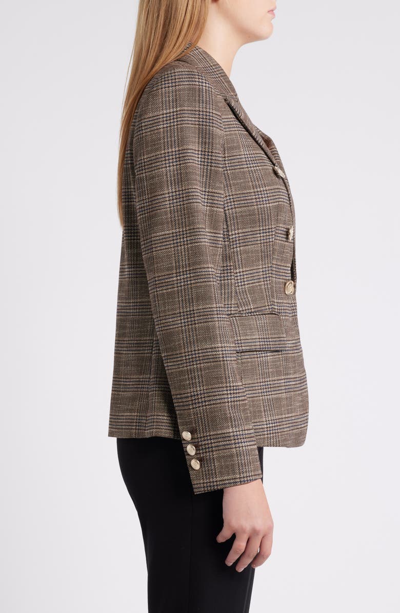 Tahari ASL Plaid Double Breasted Blazer, Alternate, color,