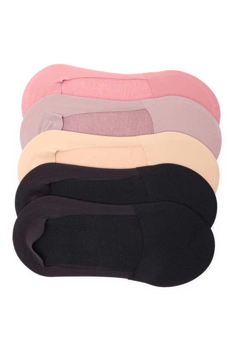 5-Pack No-Show Liner Socks, Main, color, ROSE
