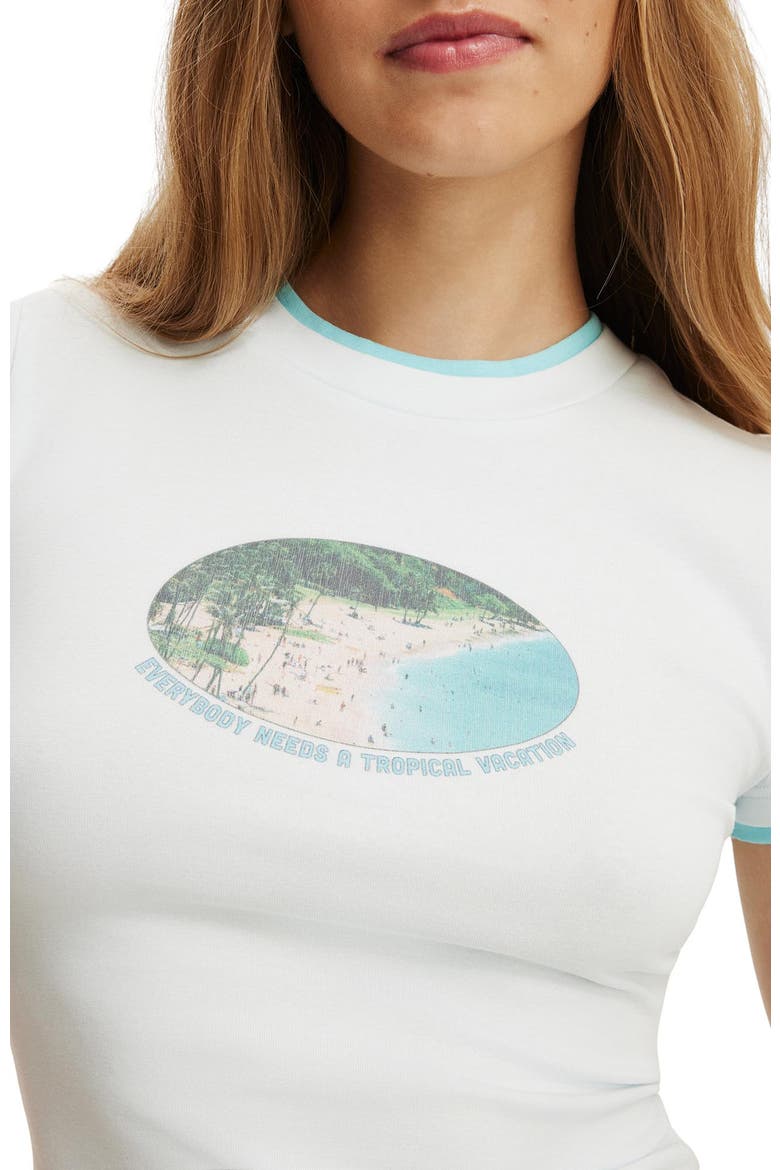 Women's The Double Layer Tiny Graphic Tee, Alternate, color, Island Replay  Sea Mist