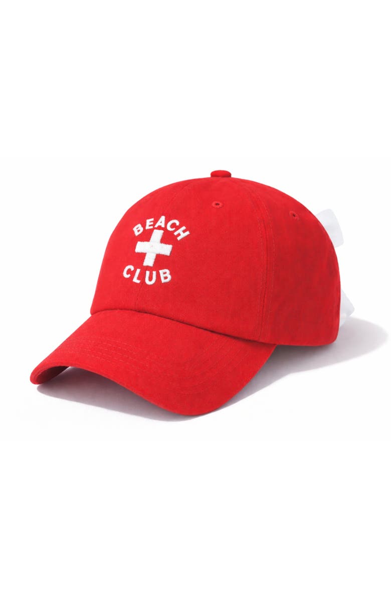 Bits & Bows Beach Club Bow Baseball Hat, Main, color, Red