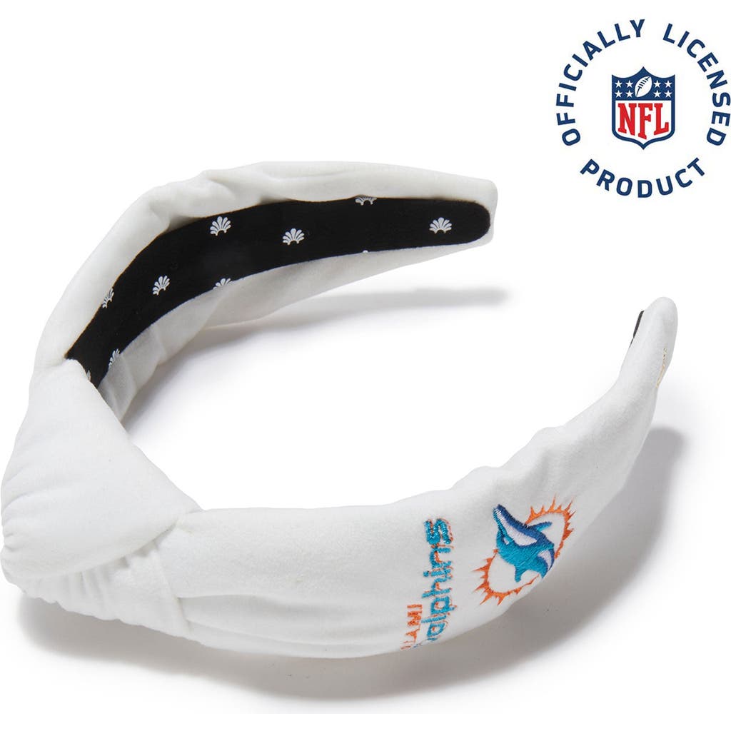 Lele Sadoughi Miami Dolphins Embroidered Knotted Headband In White